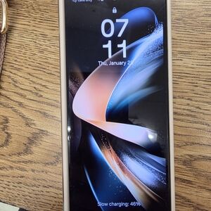 Samsung Smartphone with Beige Case